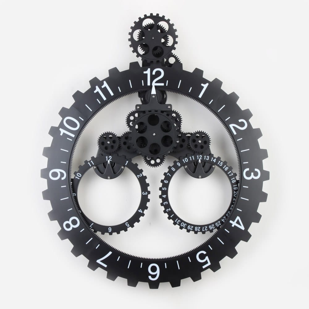 Calendar Gear Wall Clock Black – Homeloo